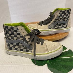 Vans Neon Grey Checkered Mid Top UNISEX Sneakers